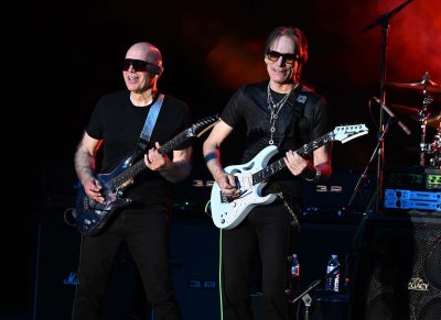 POMPANO BEACH FL - MARCH 23: Joe Satriani and Steve Vai perform during The Satch/Vai Tour at The Pompano Beach Amphitheater on March 23, 2024 in Pompano Beach, Florida. Photo by Larry Marano © 2024