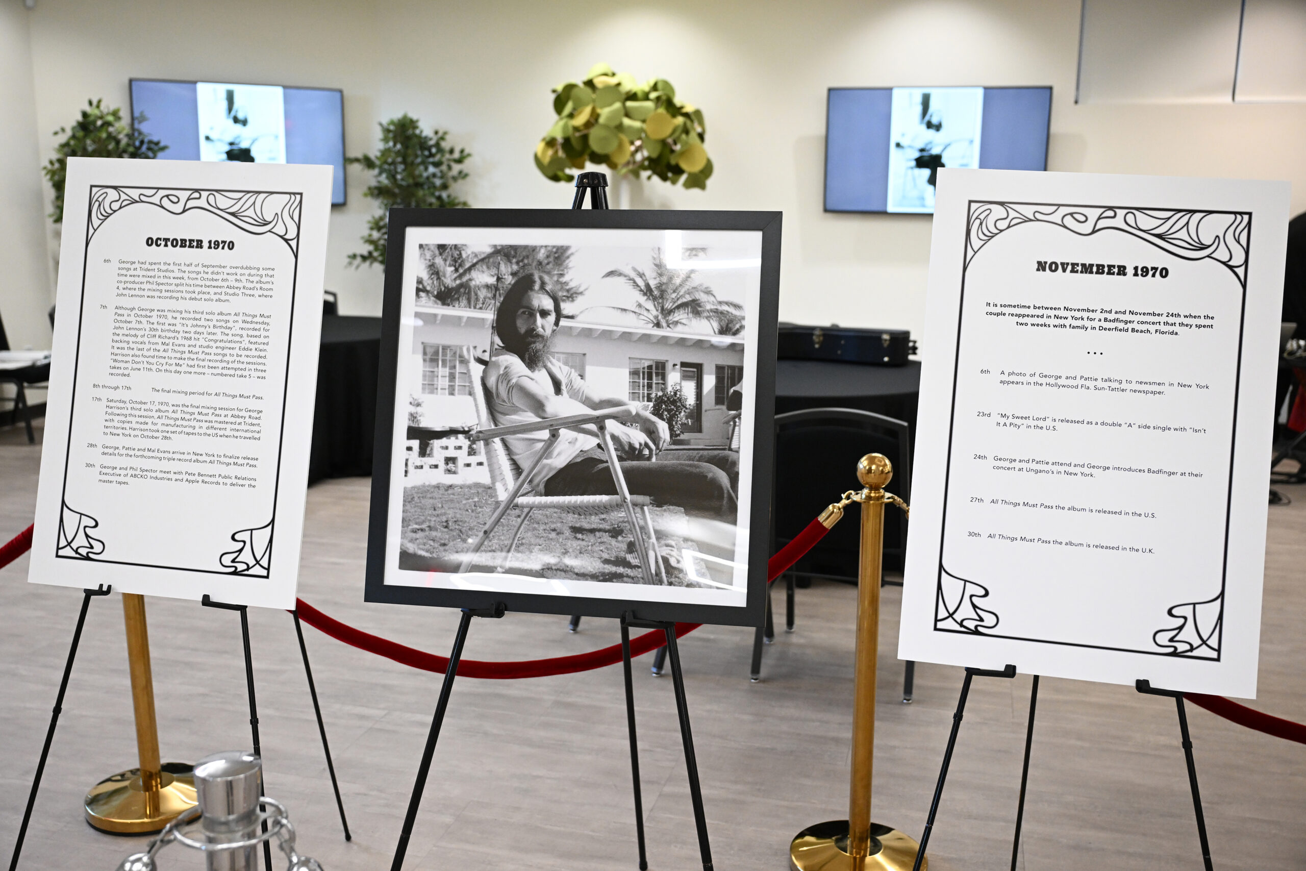 DEERFIELD BEACH - FL NOVEMBER 08: A general view during George Was Here A Photography Exhibit and intimate glimpses of Harrison’s secretive time visiting his family who were residents in Deerfield Beach during a pivotal period in music history, held at Deerfield Beach Historical Society Cultural Center & Museum on November 8, 2025 in Fort Lauderdale Florida. Photo By Larry Marano © 2025